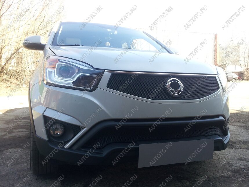 3 169 р. Защита радиатора (верх) Стрелка11 Стандарт SSANGYONG Actyon рестайлинг (2013-2021) (черная)  с доставкой в г. Кемерово