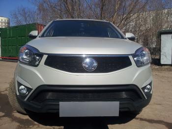 3 089 р. Защита радиатора (низ) Стрелка11 Стандарт  SSANGYONG Actyon (2013-2021) рестайлинг (черная)  с доставкой в г. Кемерово. Увеличить фотографию 2