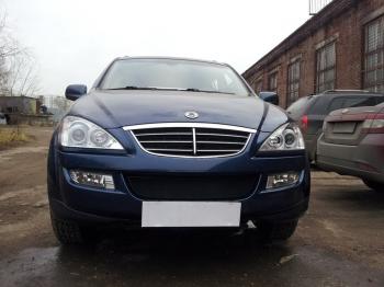 2 899 р. Защита радиатора Стрелка11 Стандарт SSANGYONG Kyron дорестайлинг (2005-2007) (черная)  с доставкой в г. Кемерово. Увеличить фотографию 2