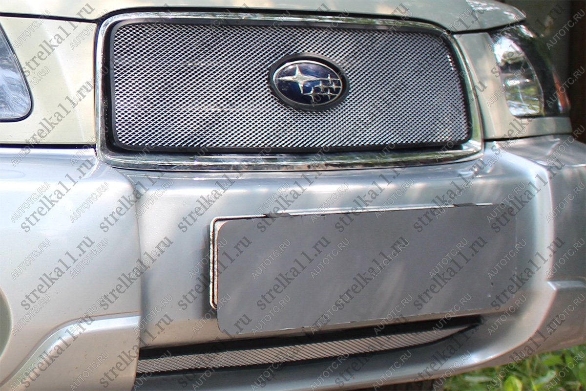 3 429 р. Защита радиатора (низ) Стрелка11 Стандарт  Subaru Forester  SG (2002-2005) дорестайлинг (хром)  с доставкой в г. Кемерово