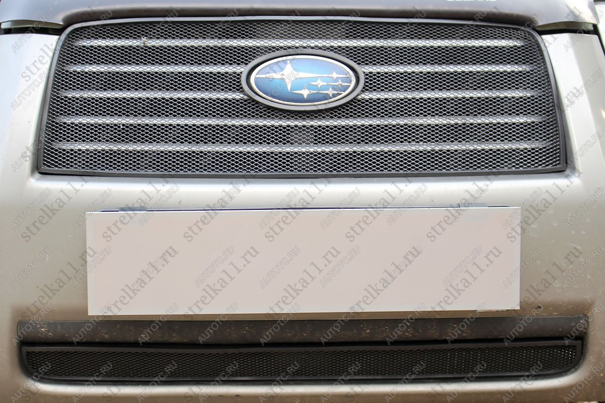 3 299 р. Защита радиатора (верх) Стрелка11 Стандарт  Subaru Forester  SG (2005-2008) рестайлинг (черная)  с доставкой в г. Кемерово