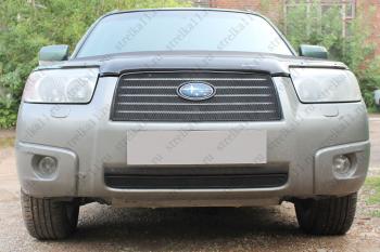2 899 р. Защита радиатора (низ) Стрелка11 Стандарт Subaru Forester SG рестайлинг (2005-2008) (черная)  с доставкой в г. Кемерово. Увеличить фотографию 2