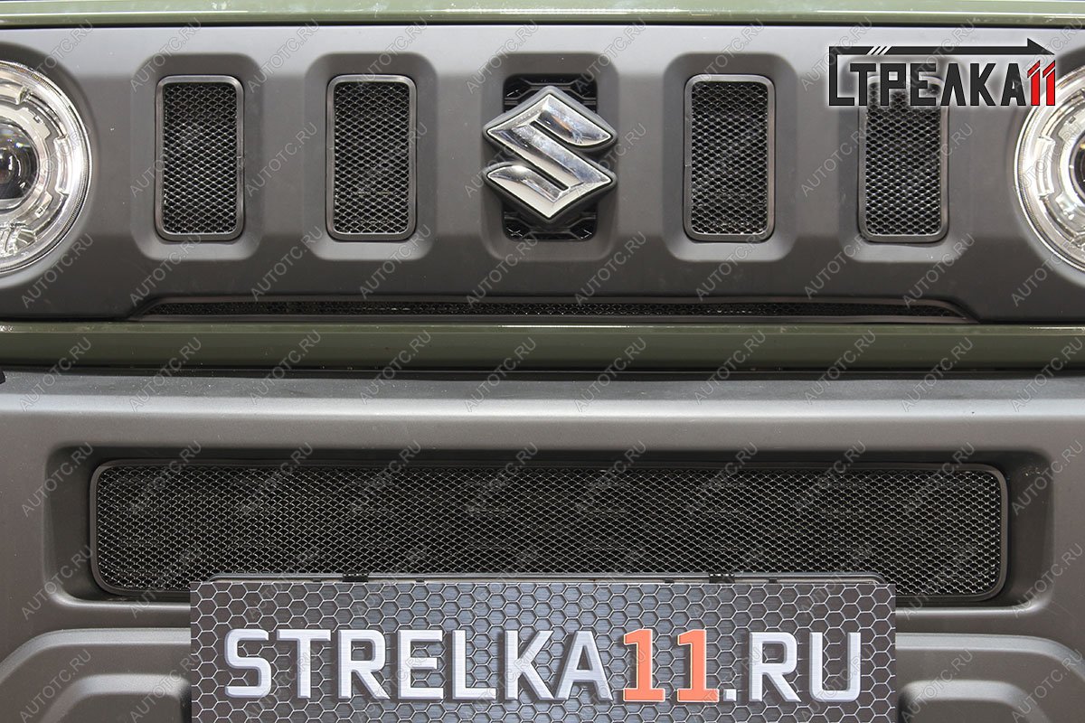 4 299 р. Защита радиатора (низ, центр) Стрелка11 Стандарт Suzuki Jimny JB64 (2018-2025) (черная)  с доставкой в г. Кемерово