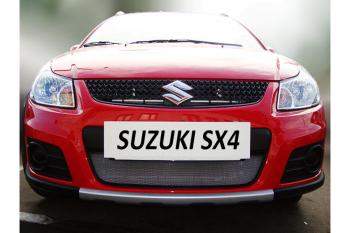 3 509 р. Защита радиатора Стрелка11 Стандарт  Suzuki SX4  GYA,GYB (2010-2016)  рестайлинг, хэтчбэк (черная)  с доставкой в г. Кемерово. Увеличить фотографию 2