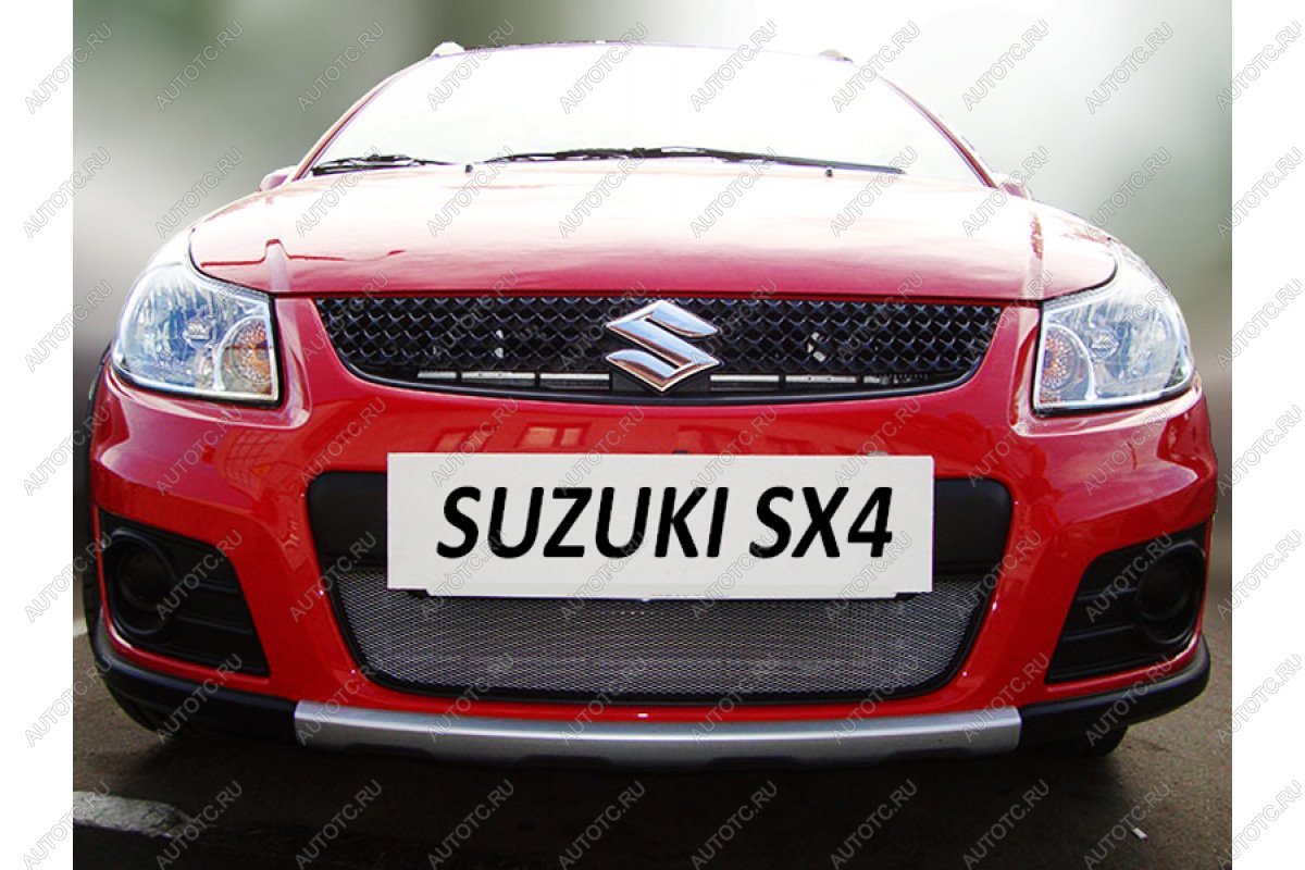 3 699 р. Защита радиатора Стрелка11 Стандарт  Suzuki SX4  GYA,GYB (2010-2016)  рестайлинг, хэтчбэк (хром)  с доставкой в г. Кемерово