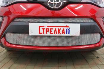 Защита радиатора (низ) Стрелка11 Стандарт Toyota C-HR  NGX10, ZGX10 (2019-2025) рестайлинг (хром)