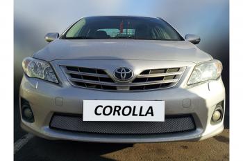 2 899 р.  Защита радиатора Стрелка11 Стандарт Toyota Corolla E150 седан рестайлинг (2009-2013) (черная)  с доставкой в г. Кемерово. Увеличить фотографию 2