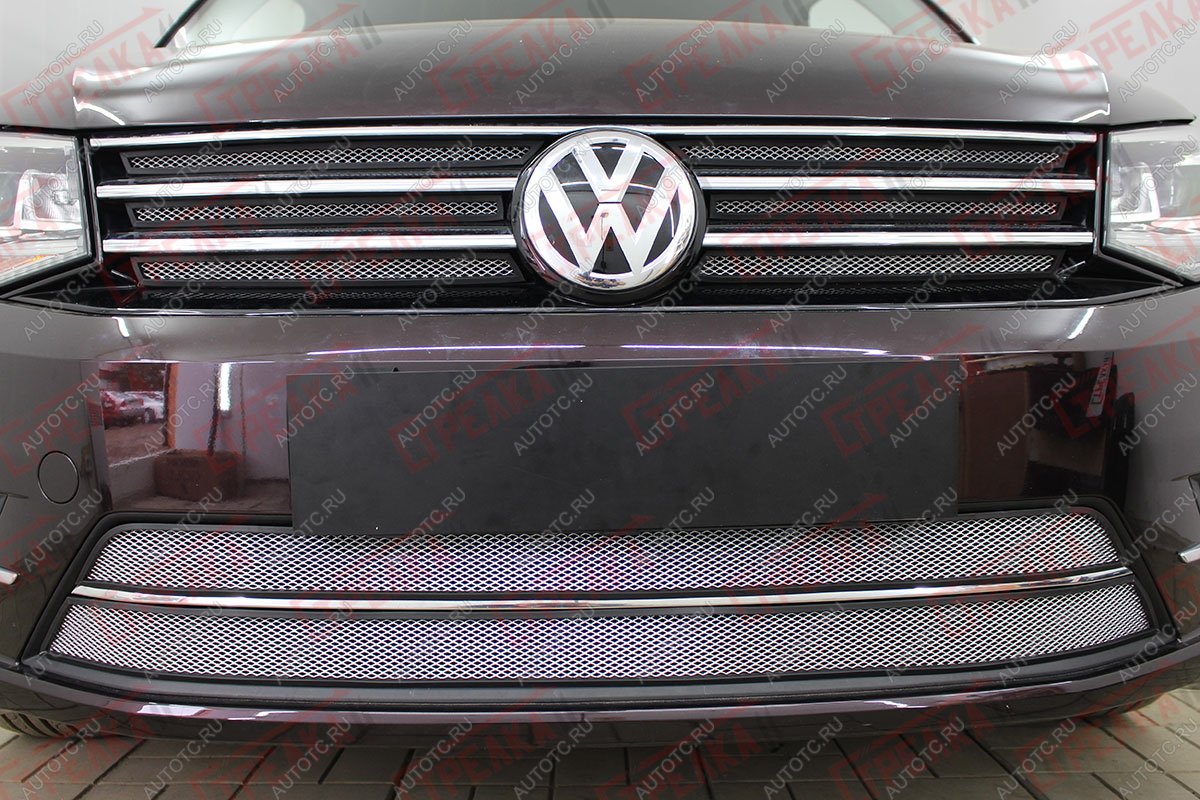 4 999 р. Защита радиатора (верх 6 частей) Стрелка11 Стандарт Volkswagen Caddy 2K рестайлинг (2015-2020) (хром)  с доставкой в г. Кемерово
