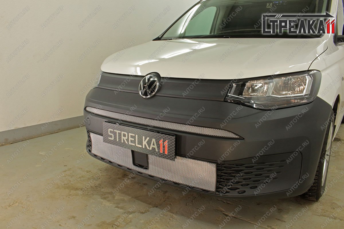 4 569 р. Защита радиатора (низ) Стрелка11 Стандарт  Volkswagen Caddy (2020-2025) (хром)  с доставкой в г. Кемерово