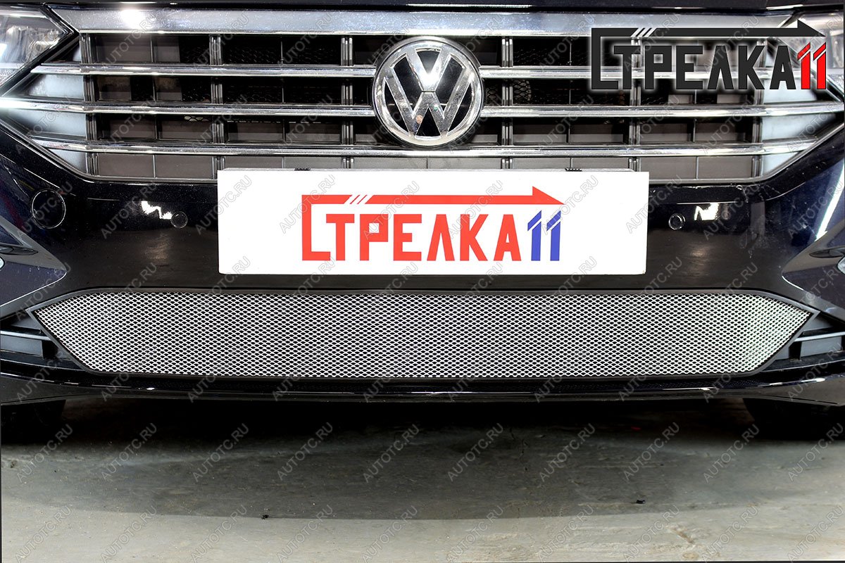 3 779 р. Защита радиатора Стрелка11 Стандарт  Volkswagen Jetta  A7 (2018-2022) седан дорестайлинг (хром)  с доставкой в г. Кемерово