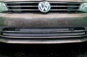 4 999 р.  Защита радиатора (3 части) Стрелка11 Стандарт  Volkswagen Jetta  A6 (2015-2018) седан рестайлинг (хром)  с доставкой в г. Кемерово. Увеличить фотографию 1