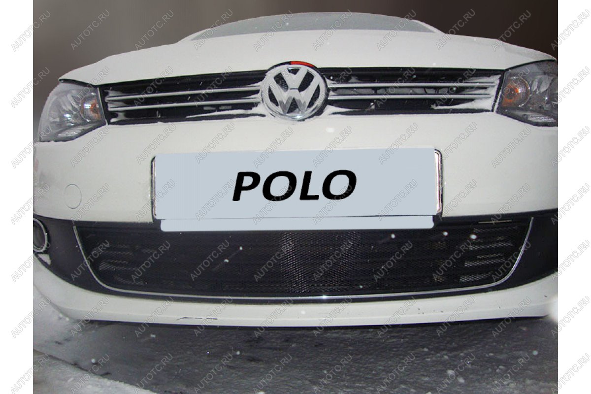 3 509 р. Защита радиатора Стрелка11 Стандарт  Volkswagen Polo  5 (2009-2015) седан дорестайлинг (черная)  с доставкой в г. Кемерово