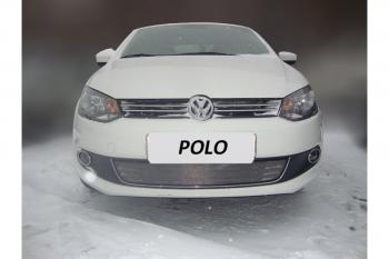 3 699 р. Защита радиатора Стрелка11 Стандарт  Volkswagen Polo  5 (2009-2015) хэтчбек дорестайлинг (хром)  с доставкой в г. Кемерово. Увеличить фотографию 2