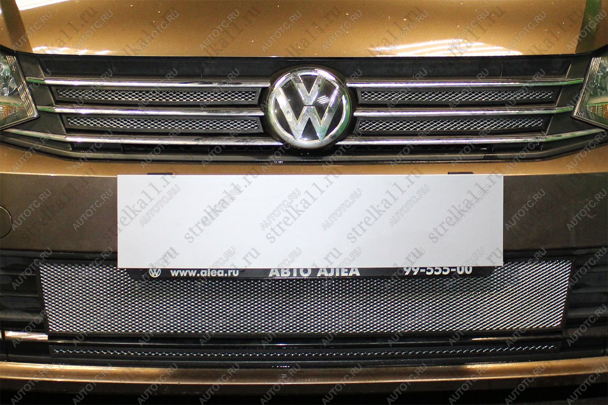 3 899 р. Защита радиатора (4 части верх) Стрелка11 Стандарт  Volkswagen Polo  5 (2015-2020) седан рестайлинг (хром)  с доставкой в г. Кемерово