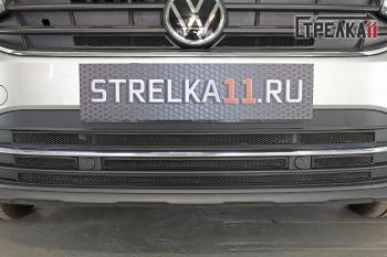 6 749 р. Защита радиатора (низ) Стрелка11 Стандарт Volkswagen Tiguan Mk2 рестайлинг (2020-2022) (черная)  с доставкой в г. Кемерово. Увеличить фотографию 1