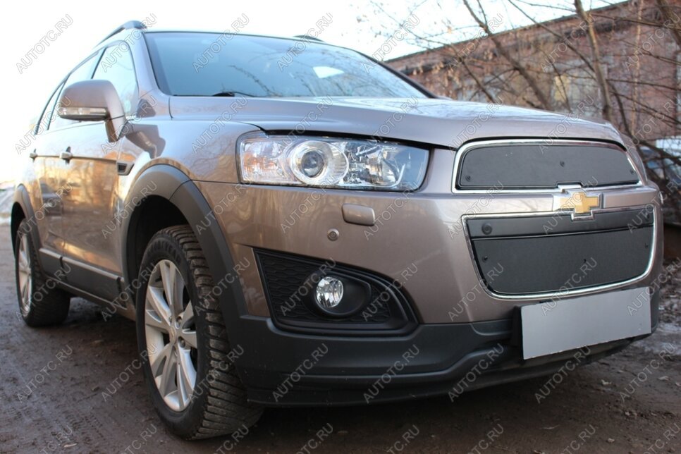 759 р. Зимняя заглушка решетки радиатора (низ) Стрелка11 Chevrolet Captiva 1-ый рестайлинг (2011-2013) (черная)  с доставкой в г. Кемерово