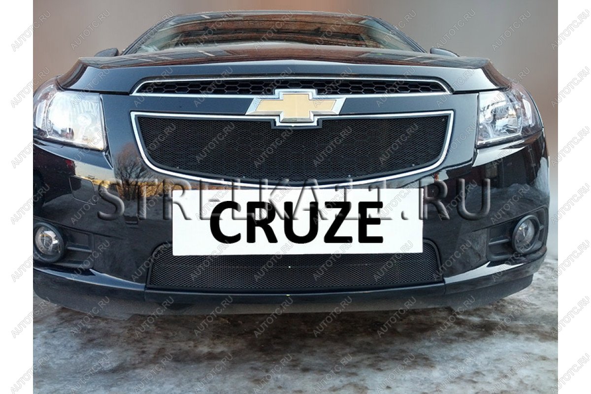 759 р. Зимняя заглушка решетки радиатора (низ) Стрелка11 Chevrolet Cruze J305 хэтчбек дорестайлинг (2009-2012) (черная)  с доставкой в г. Кемерово