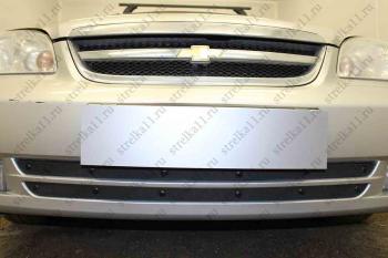  Зимняя заглушка решетки радиатора (2 части) Стрелка11 Chevrolet Lacetti седан (2002-2013) (черная)