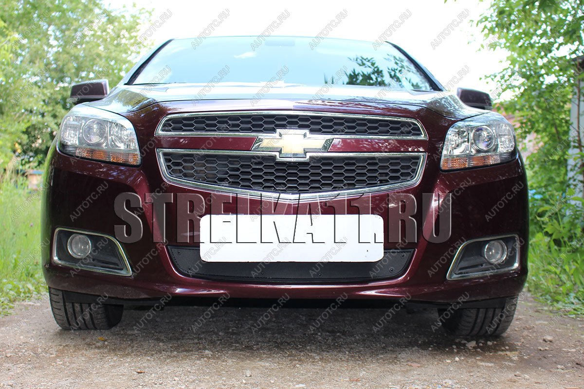 759 р. Зимняя заглушка решетки радиатора Стрелка11 Chevrolet Malibu 8 (2013-2015) (черная)  с доставкой в г. Кемерово