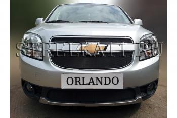 759 р. Зимняя заглушка решетки радиатора (низ) Стрелка11 Chevrolet Orlando (2011-2018) (черная)  с доставкой в г. Кемерово. Увеличить фотографию 2