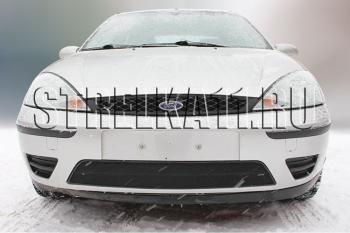 969 р. Зимняя заглушка решетки радиатора Стрелка11  Ford Focus  1 (2001-2005) седан рестайлинг, универсал рестайлинг, хэтчбэк 3 дв. рестайлинг, хэтчбэк 5 дв. рестайлинг (черная)  с доставкой в г. Кемерово. Увеличить фотографию 2