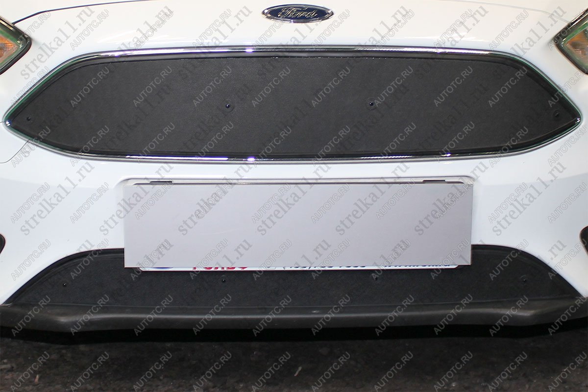 759 р. Зимняя заглушка решетки радиатора (низ) Стрелка11 Ford Focus 3 седан рестайлинг (2014-2019) (черная)  с доставкой в г. Кемерово