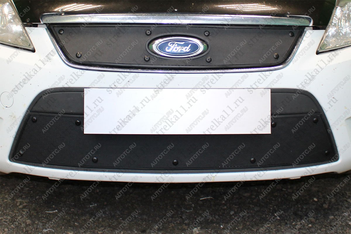 759 р. Зимняя заглушка решетки радиатора (низ) Стрелка11 Ford Mondeo Mk4,BD дорестайлинг, седан (2007-2010) (черная)  с доставкой в г. Кемерово