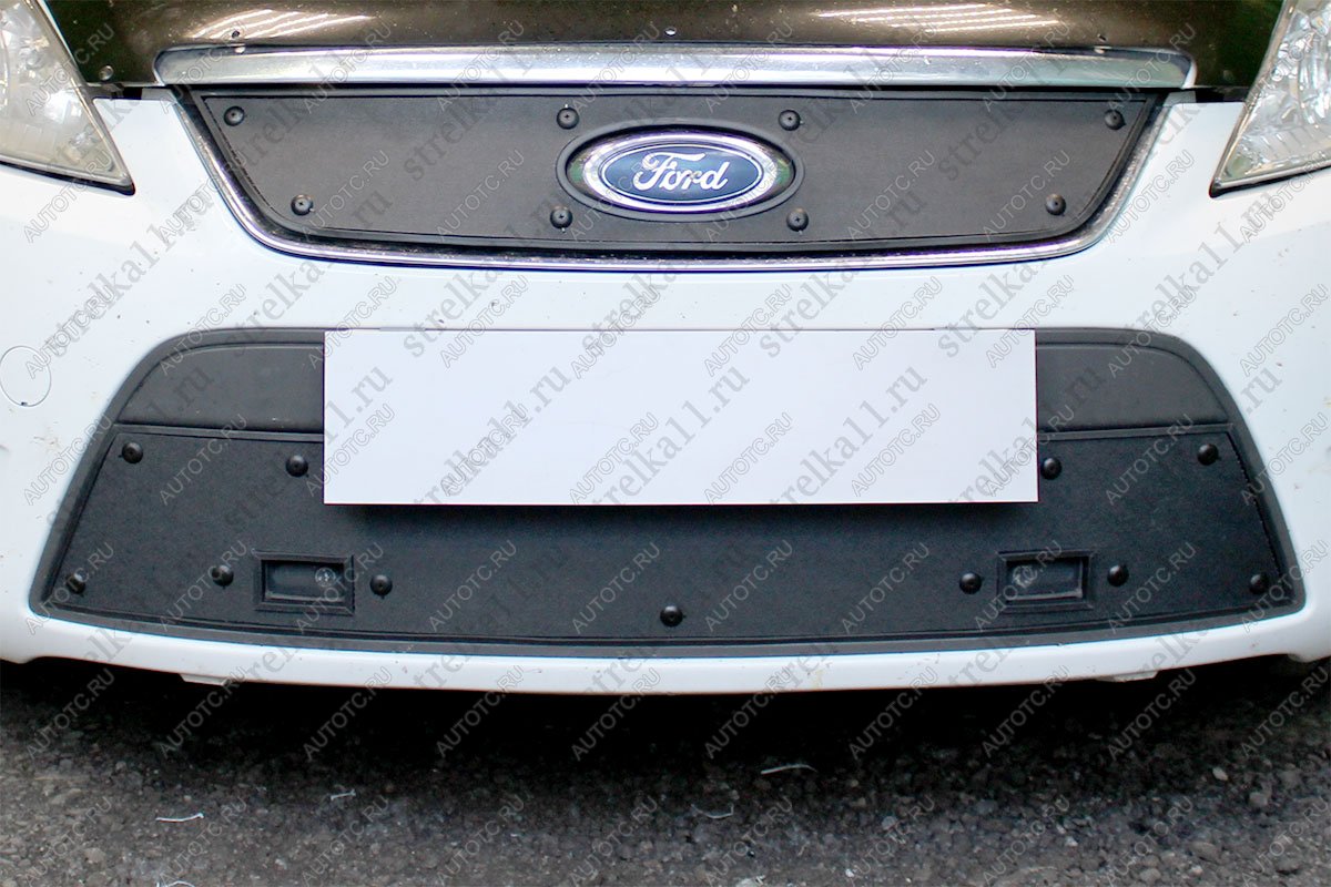 969 р. Зимняя заглушка решетки радиатора (низ с парктроником) Стрелка11  Ford Mondeo (2007-2010) Mk4,BD дорестайлинг, седан, Mk4,DG дорестайлинг, универсал (черная)  с доставкой в г. Кемерово