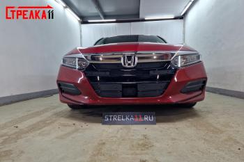 1 099 р. Зимняя заглушка решетки радиатора (низ 4 части) Стрелка11 Honda Accord 10 CV (2019-2022) (черная)  с доставкой в г. Кемерово. Увеличить фотографию 2