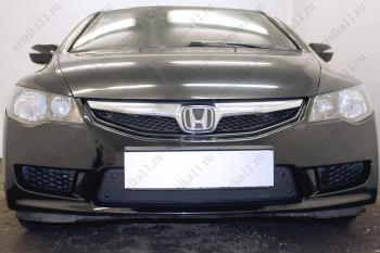 969 р. Зимняя заглушка решетки радиатора Стрелка11  Honda Civic ( FN,  FD) (2008-2012) купе рестайлинг, седан рестайлинг (черная)  с доставкой в г. Кемерово. Увеличить фотографию 1