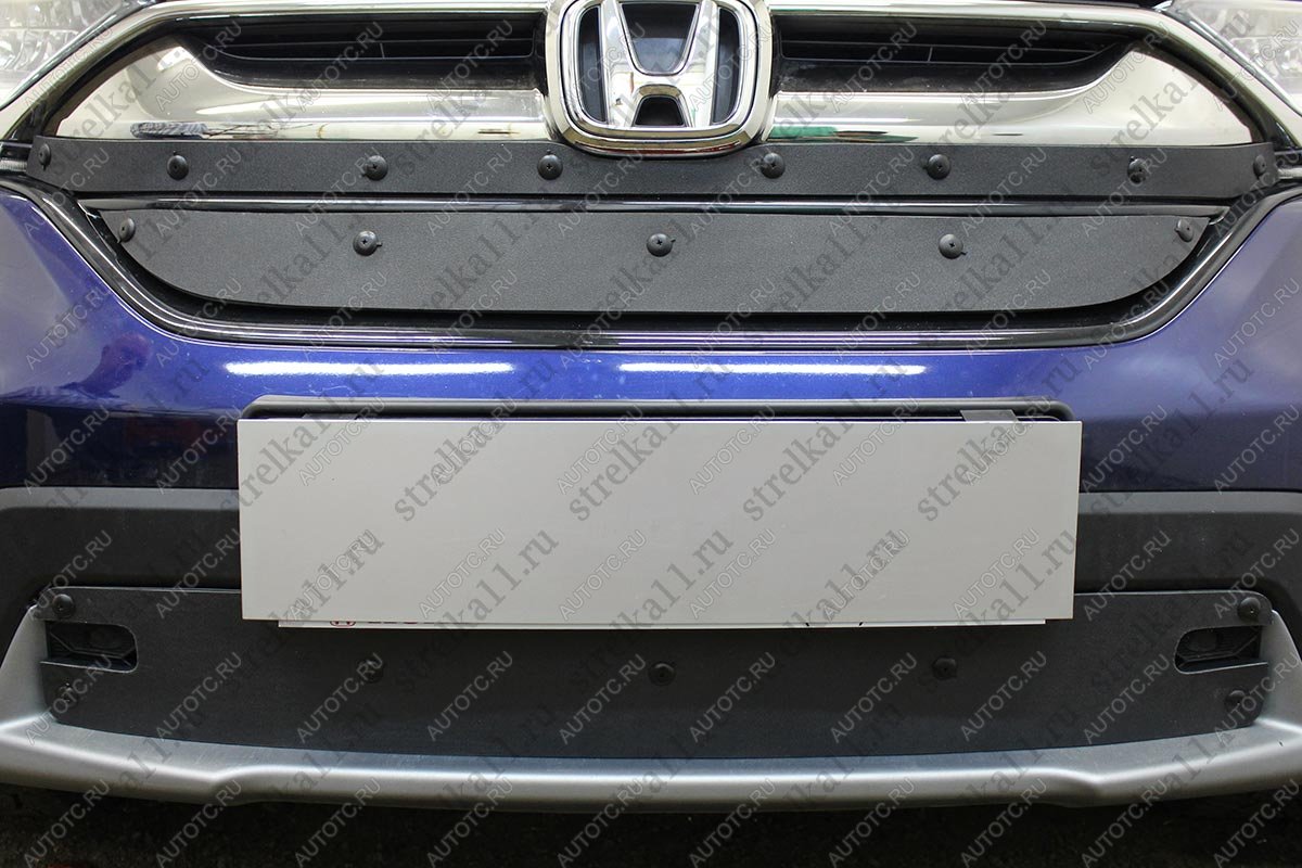 969 р. Зимняя заглушка решетки радиатора (низ) Стрелка11  Honda CR-V  RW,RT (2016-2020) дорестайлинг (черная)  с доставкой в г. Кемерово
