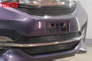 1 479 р. Зимняя заглушка решетки радиатора (низ) Стрелка11 Honda StepWagon 5 RP1,RP2, RP3, RP4 минивэн дорестайлинг (2015-2017) (черная)  с доставкой в г. Кемерово. Увеличить фотографию 2