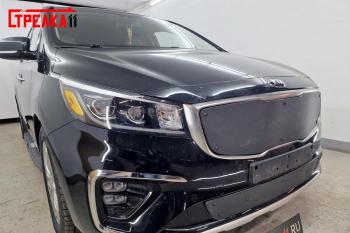 1 459 р. Зимняя заглушка решетки радиатора (низ) Стрелка11  KIA Carnival  YP (2018-2020) минивэн рестайлинг (черная)  с доставкой в г. Кемерово. Увеличить фотографию 2