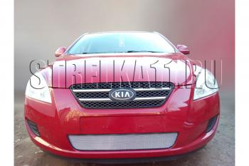759 р. Зимняя заглушка решетки радиатора Стрелка11 KIA Ceed 1 ED дорестайлинг, хэтчбэк 5 дв. (2006-2010) (черная)  с доставкой в г. Кемерово. Увеличить фотографию 2