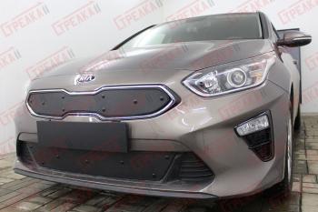 759 р. Зимняя заглушка решетки радиатора (верх) Стрелка11 KIA Ceed 3 CD универсал (2018-2025) (черная)  с доставкой в г. Кемерово. Увеличить фотографию 2