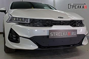 1 099 р. Зимняя заглушка решетки радиатора Стрелка11 KIA K5 DL (2019-2022) (черная)  с доставкой в г. Кемерово. Увеличить фотографию 2