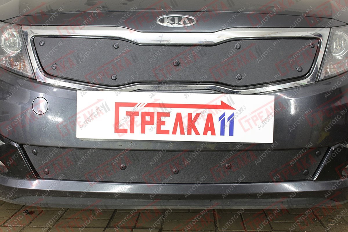 759 р. Зимняя заглушка решетки радиатора (низ) Стрелка11 KIA Optima 3 TF дорестайлинг седан (2010-2013) (черная)  с доставкой в г. Кемерово