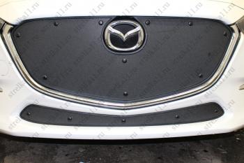  Зимняя заглушка решетки радиатора (низ) Стрелка11 Mazda 3/Axela BM рестайлинг седан (2016-2019) (черная)