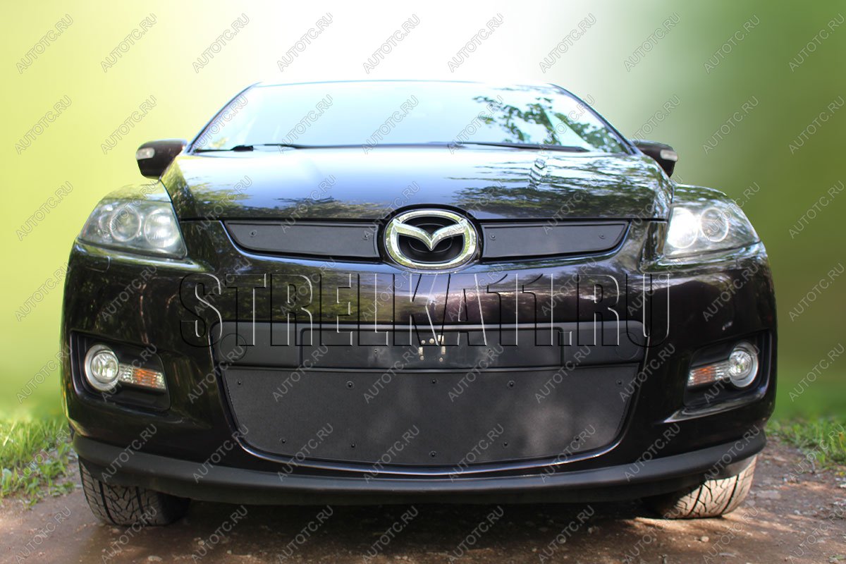 759 р. Зимняя заглушка решетки радиатора (низ) Стрелка11 Mazda CX-7 ER дорестайлинг (2006-2010) (черная)  с доставкой в г. Кемерово