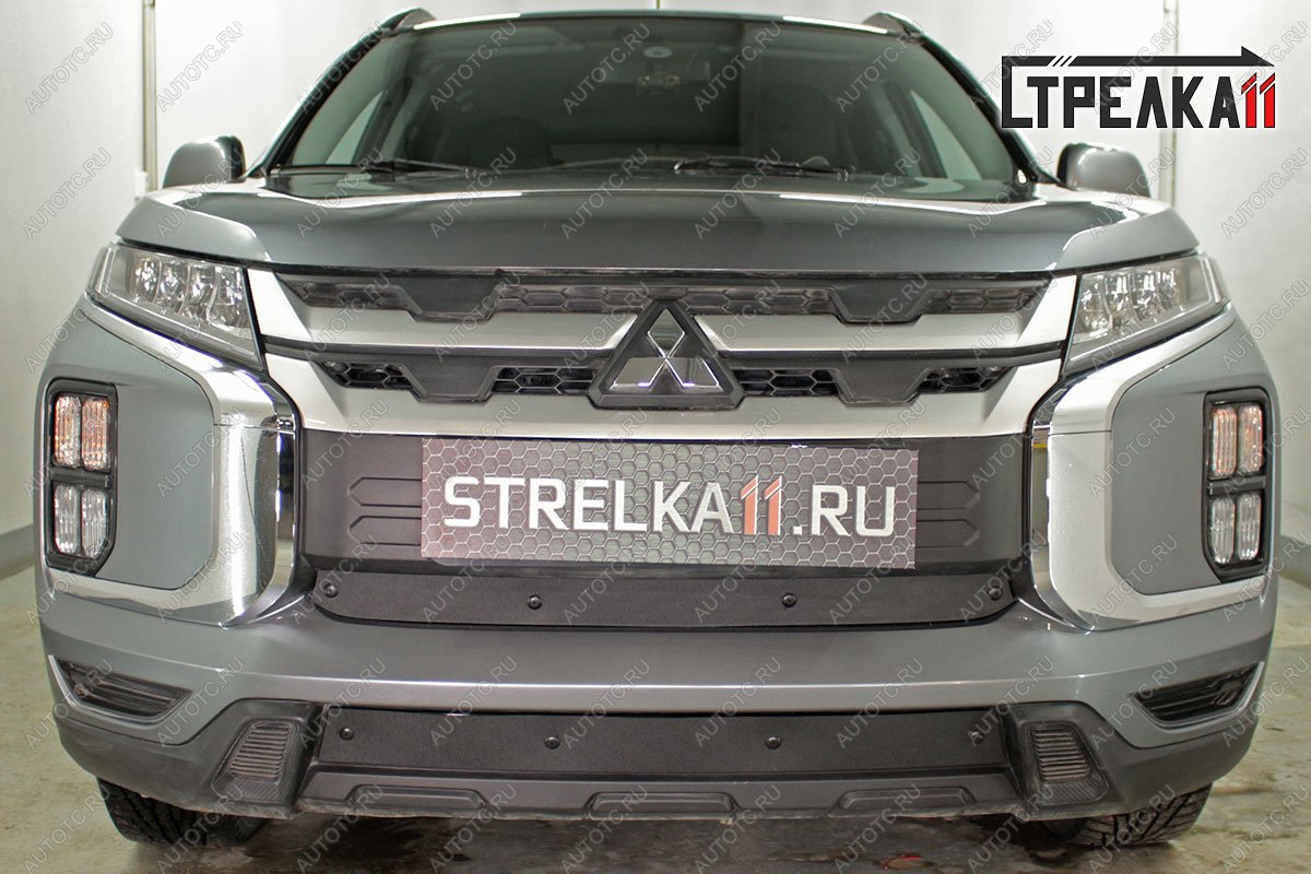 969 р. Зимняя заглушка решетки радиатора (низ) Стрелка11 Mitsubishi ASX 3-ий рестайлинг (2019-2025) (черная)  с доставкой в г. Кемерово
