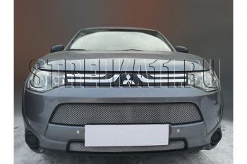 759 р. Зимняя заглушка решетки радиатора (низ) Стрелка11 Mitsubishi Outlander GF дорестайлинг (2012-2014) (черная)  с доставкой в г. Кемерово. Увеличить фотографию 2
