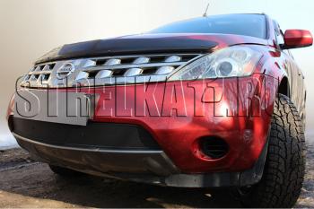 759 р. Зимняя заглушка решетки радиатора Стрелка11 Nissan Murano 1 Z50 (2002-2009) (черная)  с доставкой в г. Кемерово. Увеличить фотографию 2