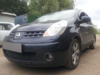 969 р. Зимняя заглушка решетки радиатора Стрелка11  Nissan Note  1 (2004-2008) E11 дорестайлинг (черная)  с доставкой в г. Кемерово. Увеличить фотографию 2