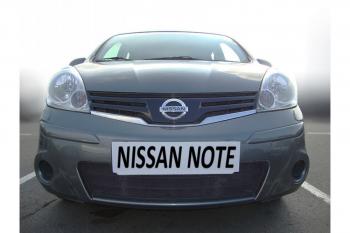 759 р. Зимняя заглушка решетки радиатора Стрелка11 Nissan Note 1 E11 рестайлинг (2008-2013) (черная)  с доставкой в г. Кемерово. Увеличить фотографию 2