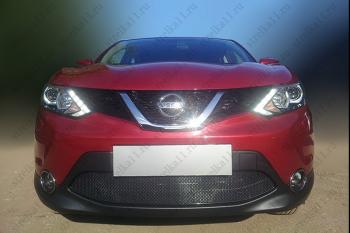 759 р. Зимняя заглушка решетки радиатора Стрелка11 Nissan Qashqai 2 J11 дорестайлинг (2013-2019) (черная)  с доставкой в г. Кемерово. Увеличить фотографию 2