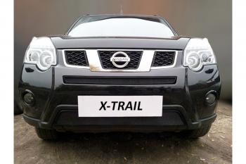 969 р. Зимняя заглушка решетки радиатора (низ) Стрелка11 Nissan X-trail 2 T31 рестайлинг (2010-2015) (черная)  с доставкой в г. Кемерово. Увеличить фотографию 2