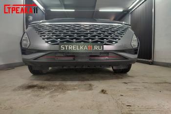 1 099 р. Зимняя заглушка решетки радиатора (4 части) Стрелка11 Omoda C5 (2021-2025) (черная)  с доставкой в г. Кемерово. Увеличить фотографию 2