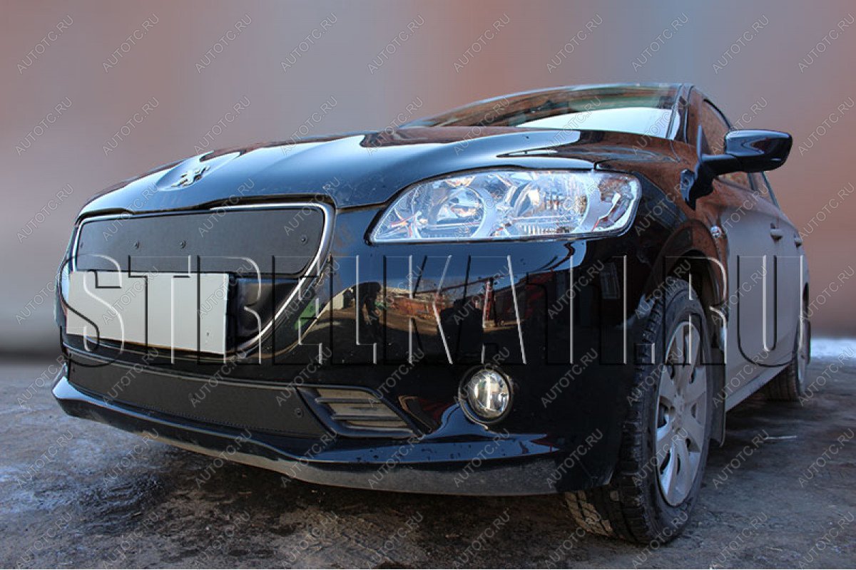 759 р. Зимняя заглушка решетки радиатора (низ) Стрелка11 Peugeot 301 (2012-2017) (черная)  с доставкой в г. Кемерово