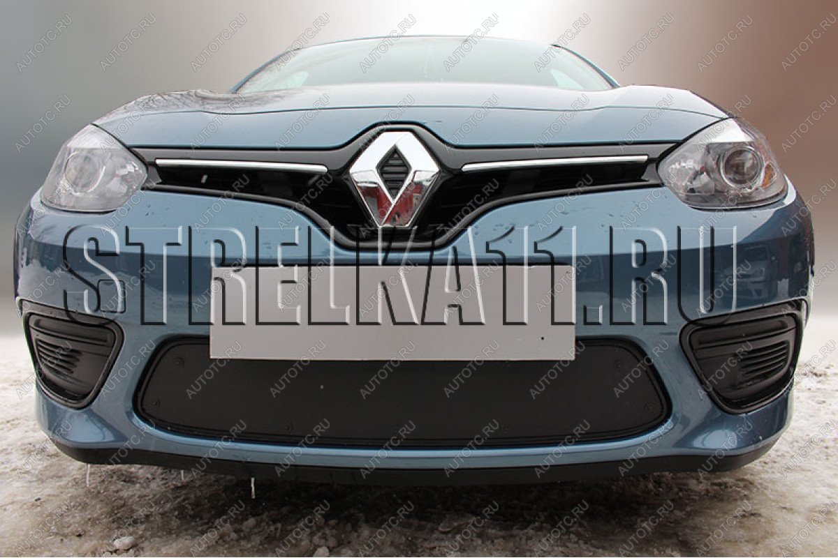 759 р. Зимняя заглушка решетки радиатора (низ) Стрелка11 Renault Fluence рестайлинг (2012-2016) (черная)  с доставкой в г. Кемерово