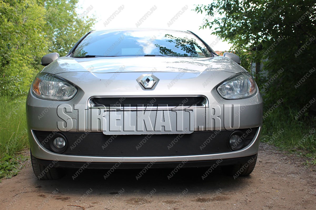 759 р. Зимняя заглушка решетки радиатора (низ) Стрелка11 Renault Fluence дорестайлинг (2010-2012) (черная)  с доставкой в г. Кемерово